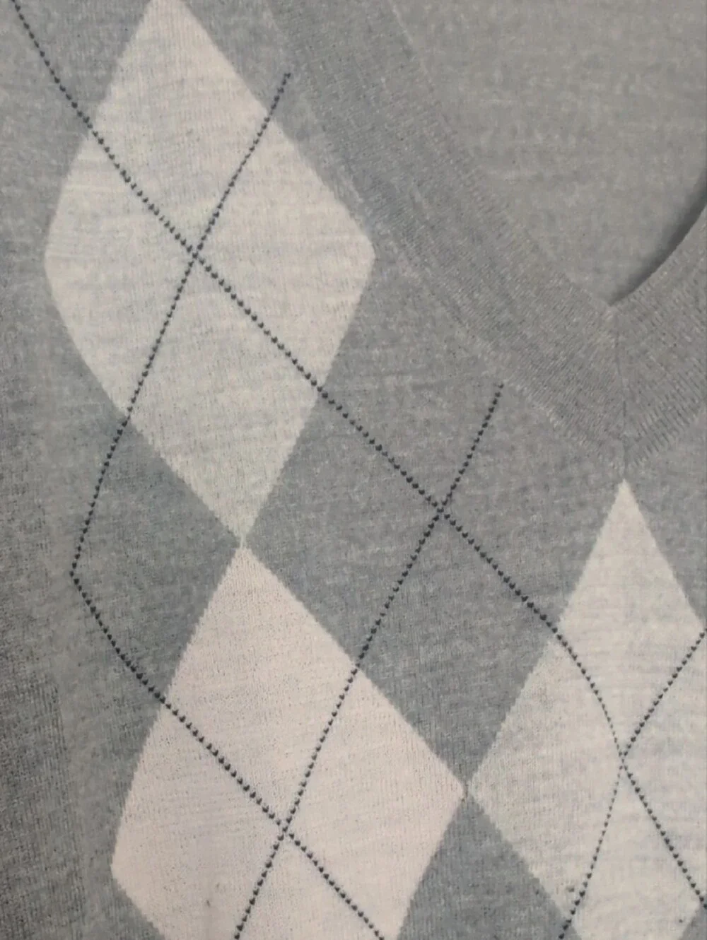 J. Crew Gray Argyle V-Neck Sweater
